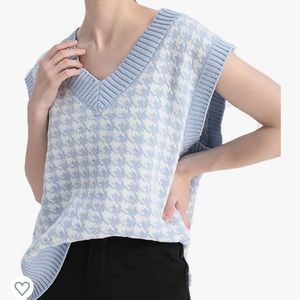 Blue Gingham Sweater Vest